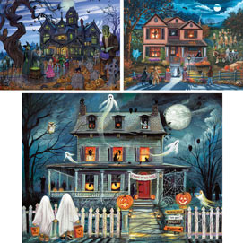 Preboxed Set of 3: Halloween 1000 Piece Jigsaw Puzzles