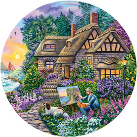 Painter's Cottage 300 Large Piece Round Jigsaw Puzzle