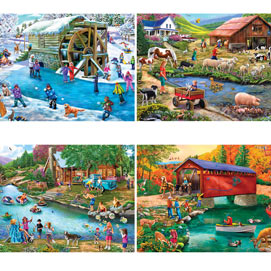 River Escapades 500 Piece 4-in-1 Multi-Pack Puzzle Set