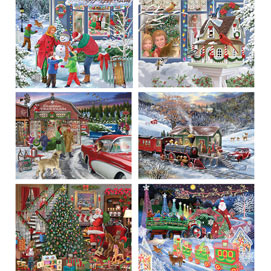 Set of 6: Bigelow Illustrations 300 Large Piece Jigsaw Puzzles