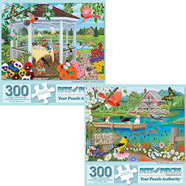 Preboxed Set of 2: Kathy Bambeck 300 Large Piece Jigsaw Puzzles