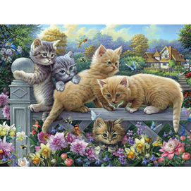 Kittens On A Fence 300 Large Piece Jigsaw Puzzle