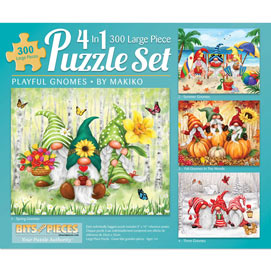 Playful Gnomes 300 Large Pieces 4-in-1 Multi-Pack Puzzle Sets