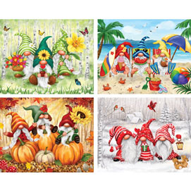 Playful Gnomes 500 Pieces 4-in-1 Multi-Pack Puzzle Sets