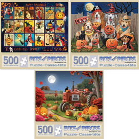 Preboxed Set of 3: Halloween 500 Piece Jigsaw Puzzles