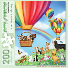 Hot Air Balloons With Dogs And Cats 200 Large Piece Jigsaw Puzzle