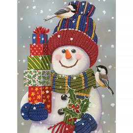Snowman With Present 500 Piece Jigsaw Puzzle