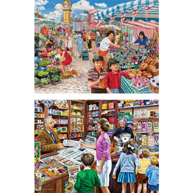 Set of 2: Trevor Mitchell 300 Large Piece Shopping Jigsaw Puzzles