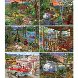 Set of 6: Bigelow Illustrations 300 Large Piece Jigsaw Puzzles