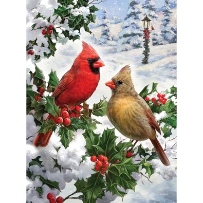 Cardinal Couple 300 Large Piece Glitter Effects Jigsaw Puzzle | Bits ...