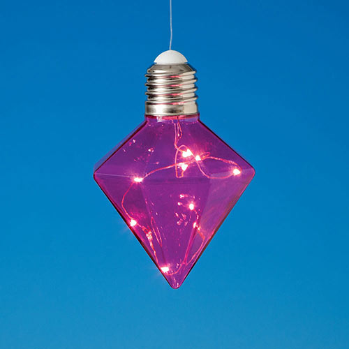 Hanging LED Diamond Light Bulb - Pink