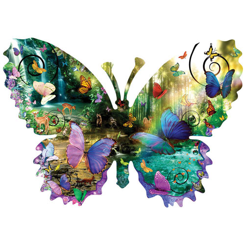 Forest Butterfly 1000 Piece Shaped Jigsaw Puzzle