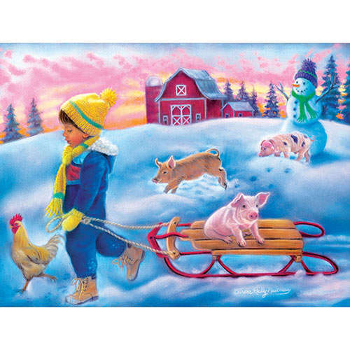 Snow Day on the Farm 300 Large Piece Jigsaw Puzzle