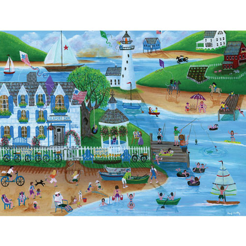 Folk Art Summertime Fun At Seaport Inn 300 Large Piece Jigsaw Puzzle