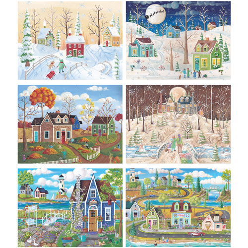 Set of 6: Kim Leo 300 Large Piece Jigsaw Puzzles