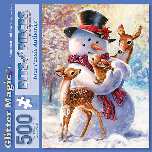 Snowman And Fawns 500 Piece Glitter Puzzle