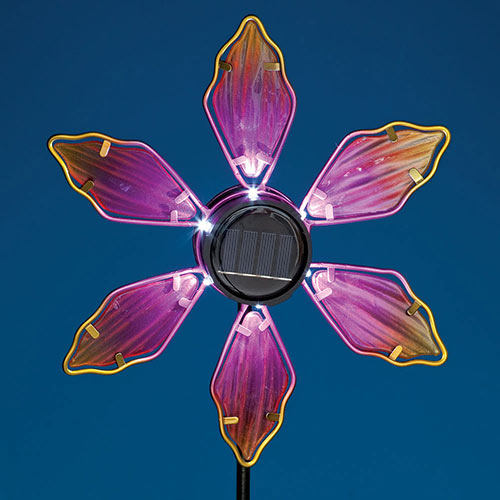 Solar Pink Coneflower Spinner Stake