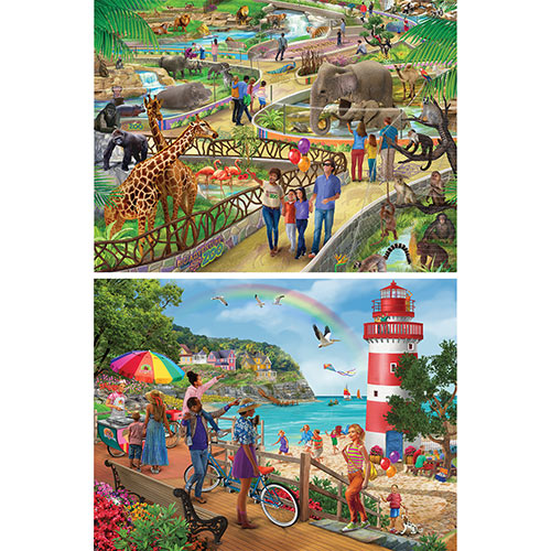 Preboxed Set of 2: Bigelow Illustrations 300 Large Piece Jigsaw Puzzles