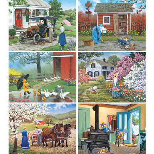 Set of 6: John Sloane 300 Large Piece Jigsaw Puzzles