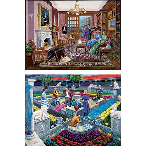 Set of 2: Murder Mystery 1000 Piece Story Jigsaw Puzzles