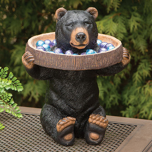 Bear Holding Tray Birdbath/Feeder Garden Sculpture