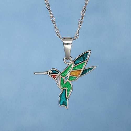 Ruby Throated Hummingbird Necklace