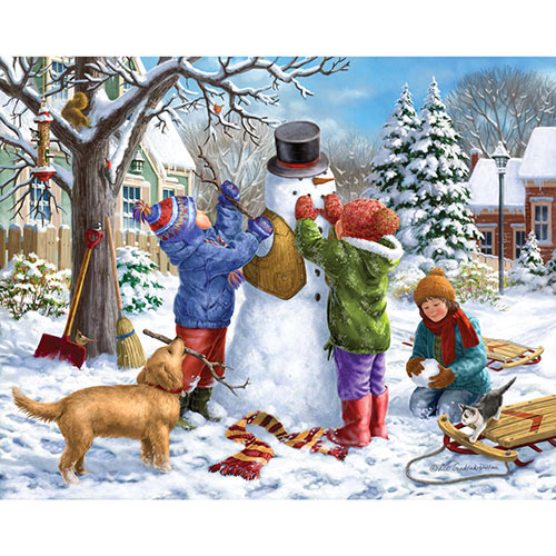 Building a Snowman on a Snowday 500 Piece Jigsaw Puzzle