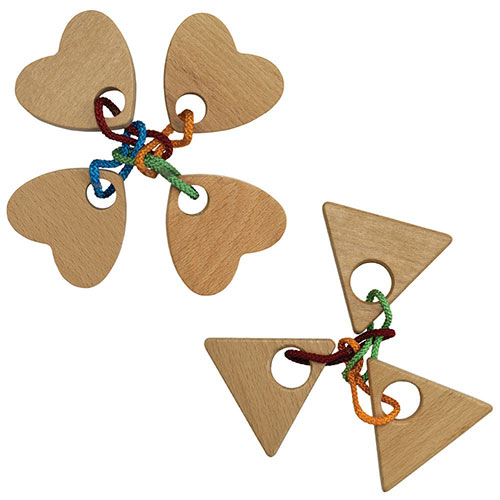 Set of 2: Quatro Heart and Power of Three String Puzzles