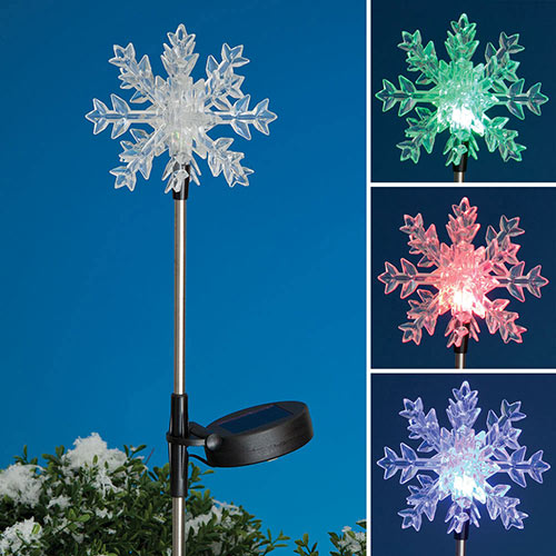 Snowflake Colour Change LED Solar Garden Stake