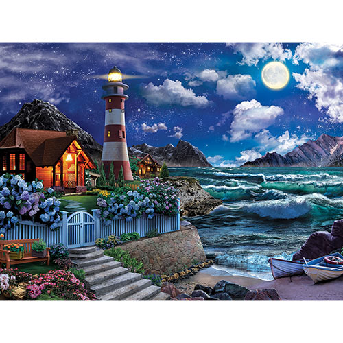 Lighthouse In The Night 300 Large Piece Jigsaw Puzzle