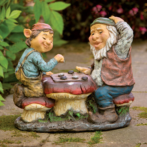 Gnomes Playing Checkers Garden Statue