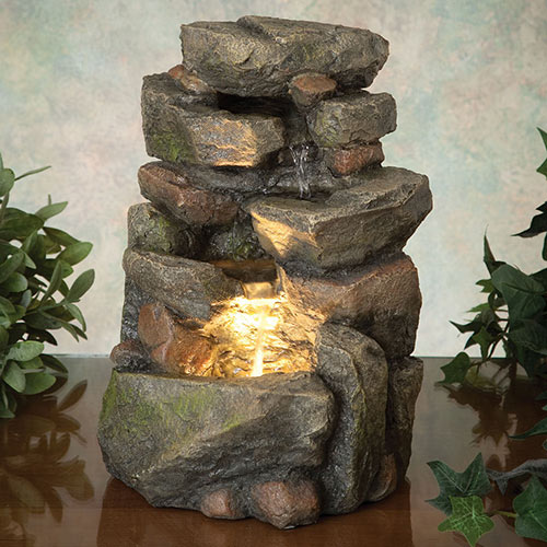 Tiered LED Rock Fountain