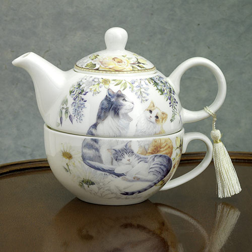 Tea For One - Cats Teapot & Cup Gift set