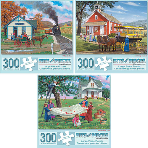 Set of 3 Pre-Boxed: John Sloane 300 Large Piece Jigsaw Puzzles