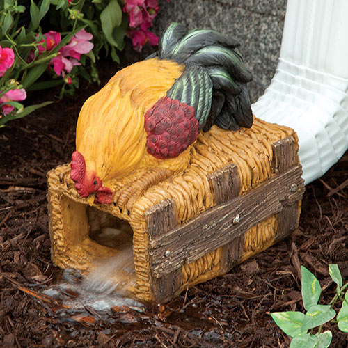 Rooster Downspout Extension Animal Garden Sculpture