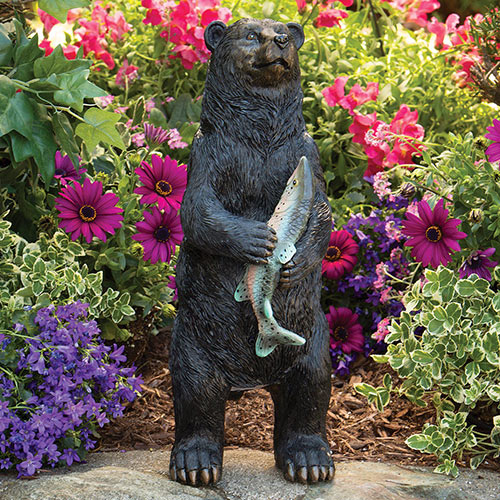 Motion Sensor Black Bear Garden Sculpture
