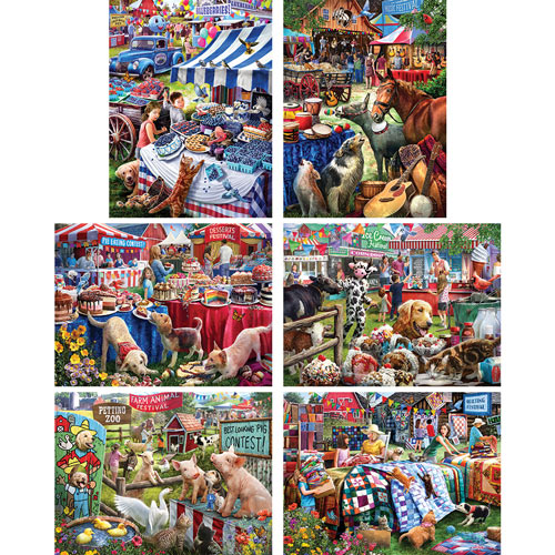Set of 6: Larry Jones 300 Large Piece Jigsaw Puzzles