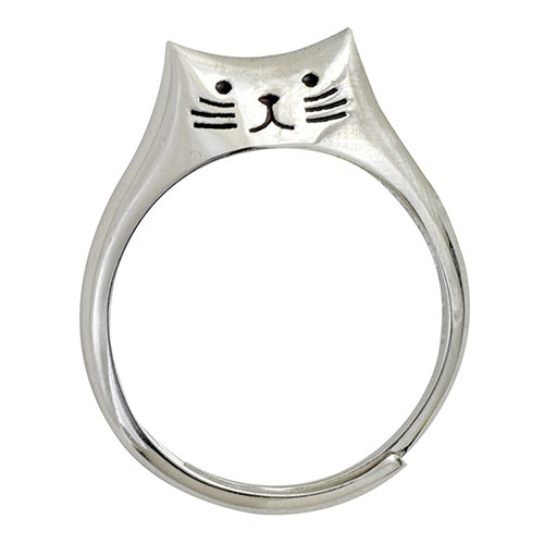 Sweet Sterling Cat Ring - Medium