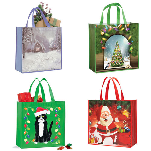 Set of 4: Holiday Tote Bags