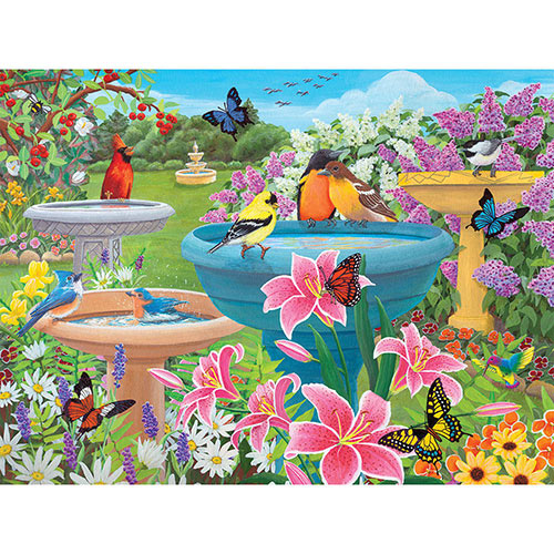 Birdbath Haven 500 Piece Jigsaw Puzzle