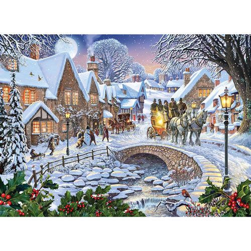Winter Village Stream 500 Piece Giant Jigsaw Puzzle