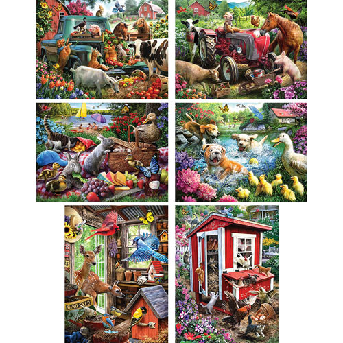 Set of 6: Larry Jones 300 Large Piece Jigsaw Puzzles