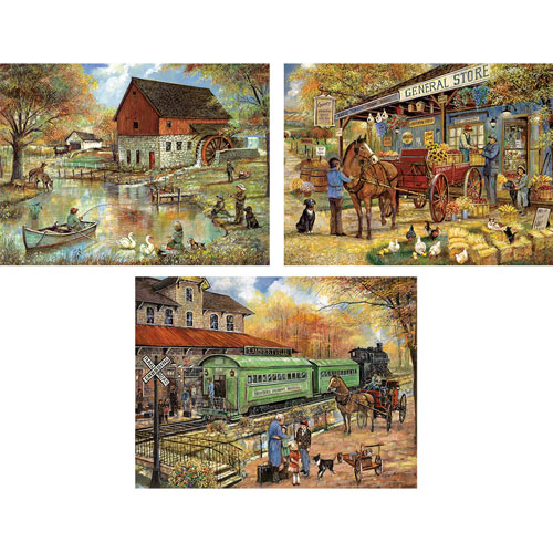 Set of 3: Ruane Manning 300 Large Piece Americana Jigsaw Puzzles