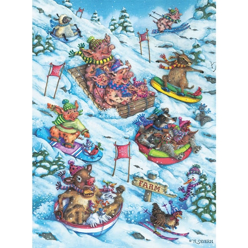 Hoggin' The Toboggan 1000 Piece Jigsaw Puzzle