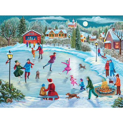 Midnight Ice Skating 500 Piece Jigsaw Puzzle
