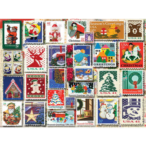 Christmas Stamps 1000 Large Piece Jigsaw Puzzle