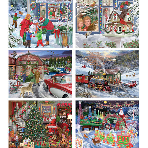 Set of 6: Bigelow Illsutrations 500 Piece Jigsaw Puzzles