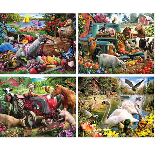 Country Fun 4-in-1 Multi-Pack 500 Piece Puzzle Set