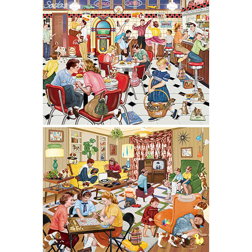 Set of 2: Nostalgic 500 Piece Jigsaw Puzzles