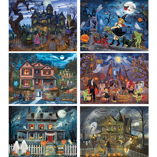 Set of 6: Halloween 1000 Piece Jigsaw Puzzles | Bits and Pieces